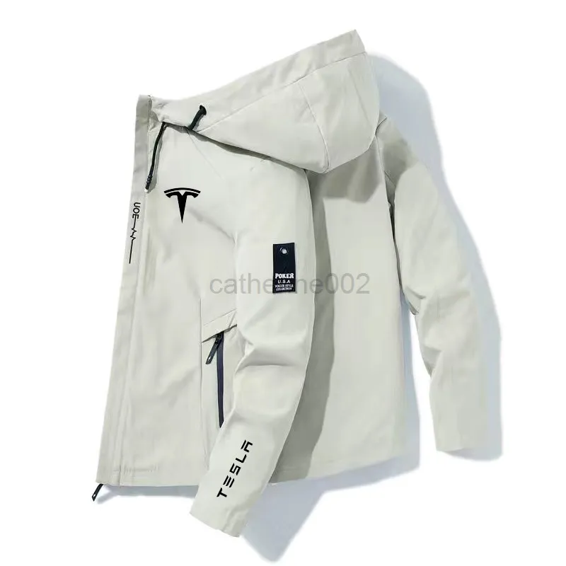 Tesla Electric Car 2022 Najnowsze super samochodowe wiosenne i jesienne zamek błyskawiczny Casual Hooded Bomber Jacket Fashion Windbreaker G220727