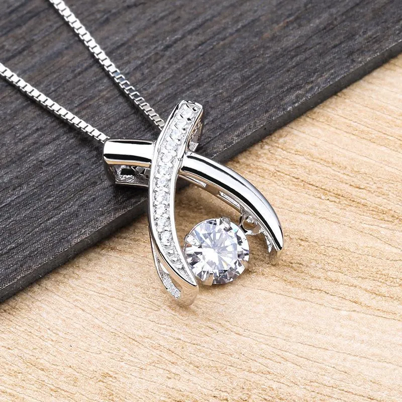 Pendant Necklaces 925 Silver Color Necklace And Ladies Fashion Cross Zircon Jewelry Accessories