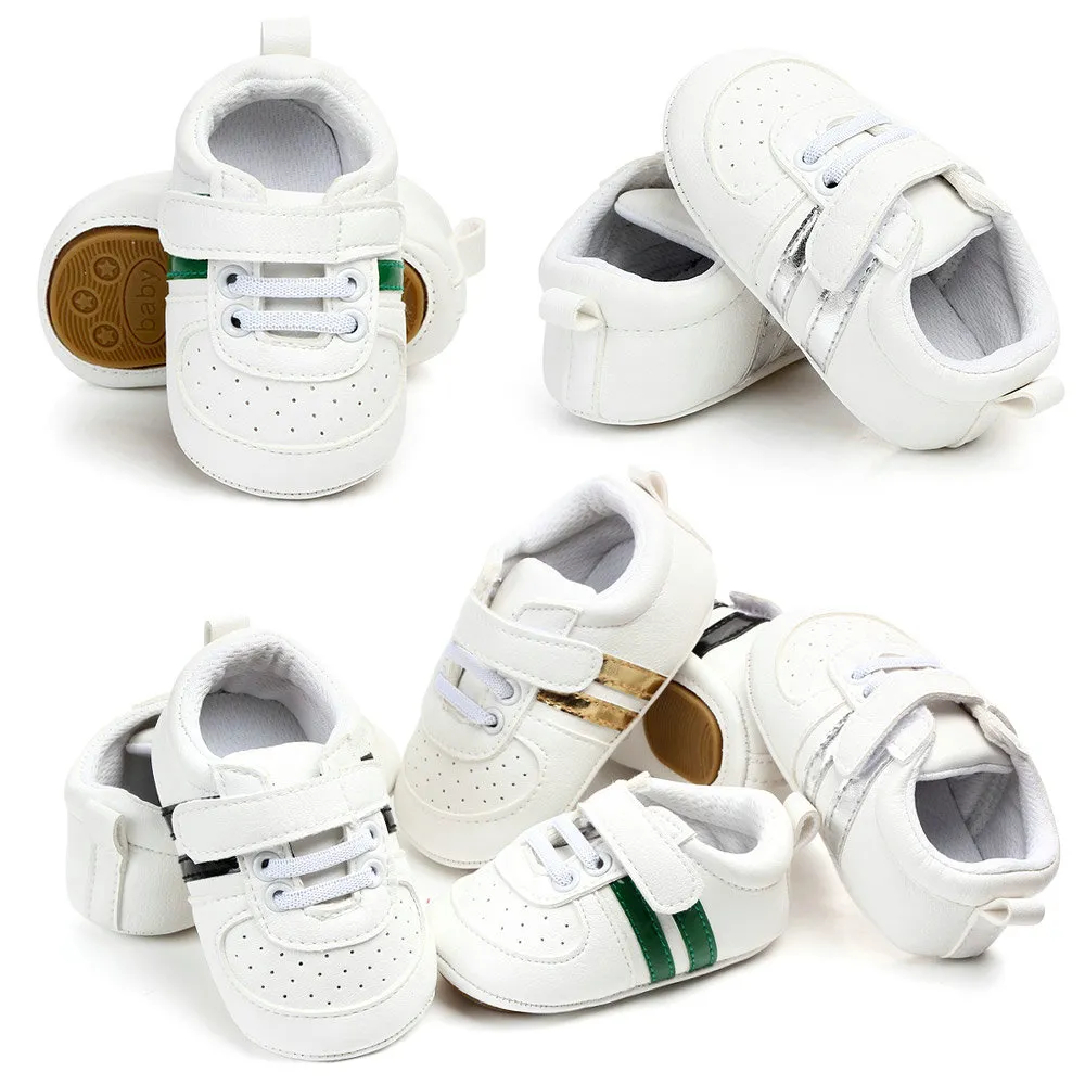 Enfant en bas âge bébé garçon chaussures décontracté PU tissu semelle souple berceau chaussures premier marcheur pour nouveau-né garçons baskets