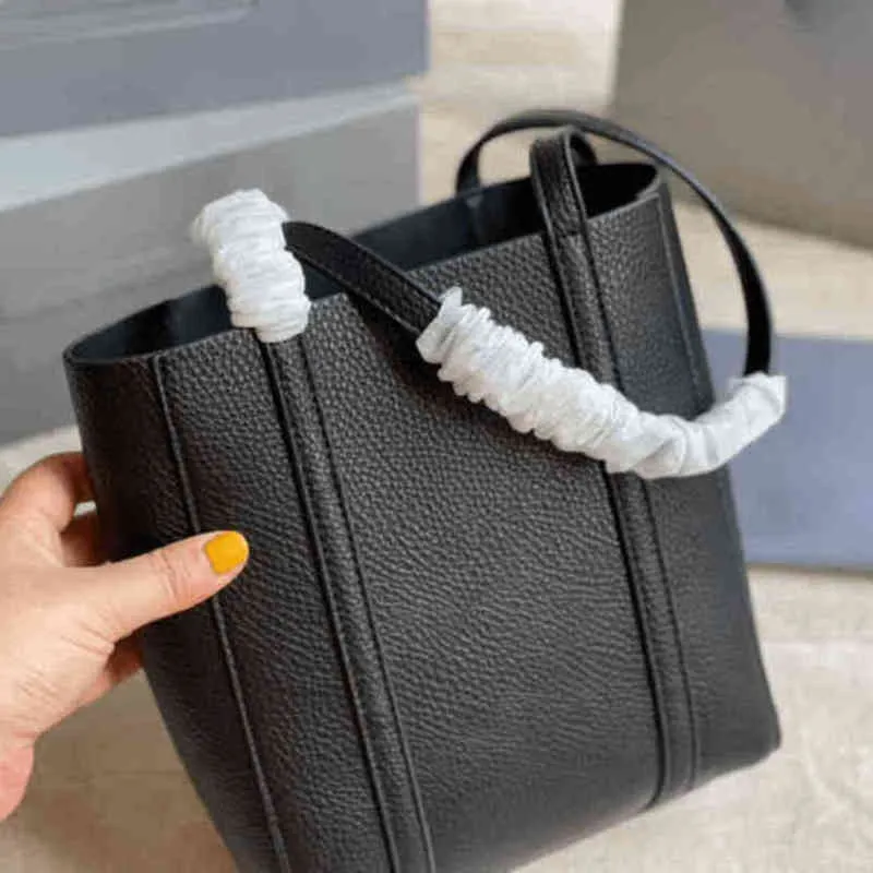 Totes Umhängetaschen Frauen Handtasche Weibliche Schwarze Leder Mode Tote Textur Freizeit Eimer 211115