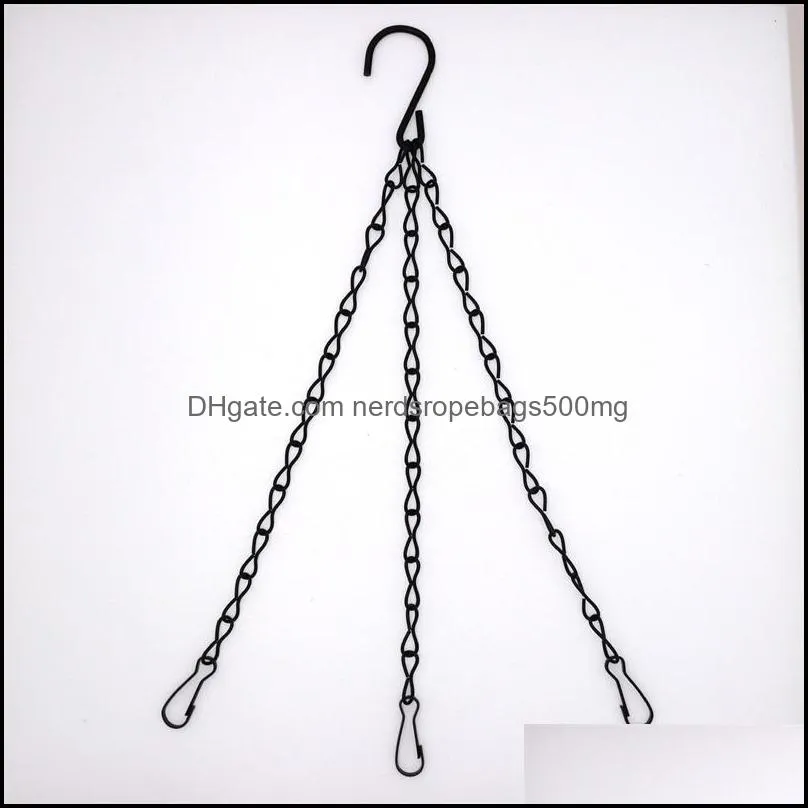 Garden Supplies 3 Point Gardening Plant Flower Pot Basket Hanging Chain with Hooks 1386 V2