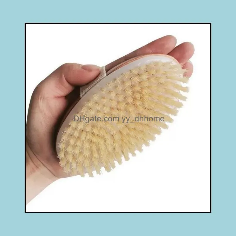 ups fast ship !bath brush dry skin body soft natural bristle spa the brush wooden shower without handle