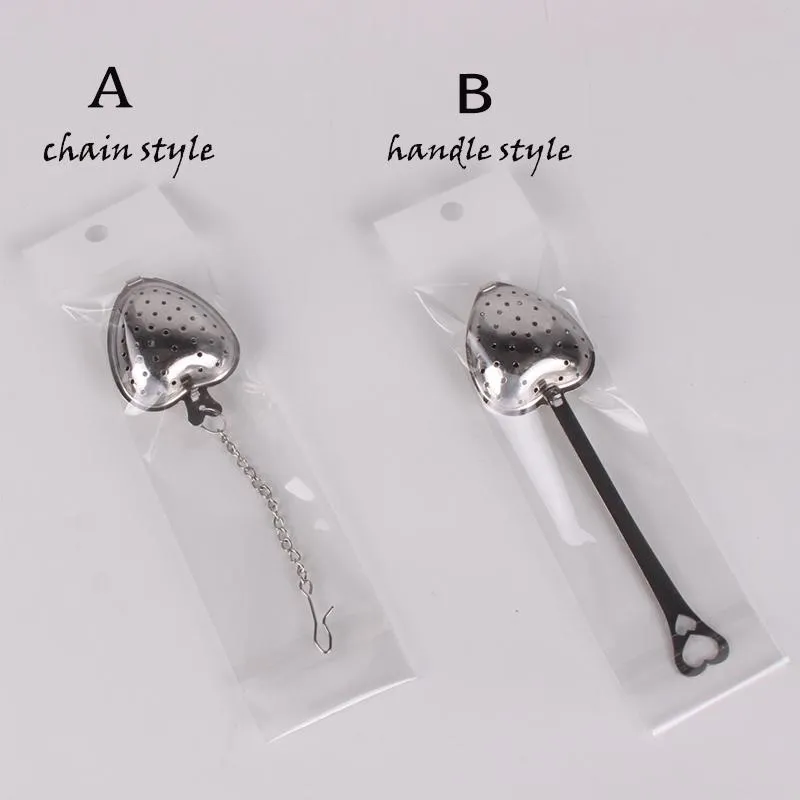 Heart Shape Stainless steel Tea Infuser kitchen tools Strainer Filter Long Handle Spoons Wedding Party Gift Favor with opp retail pack