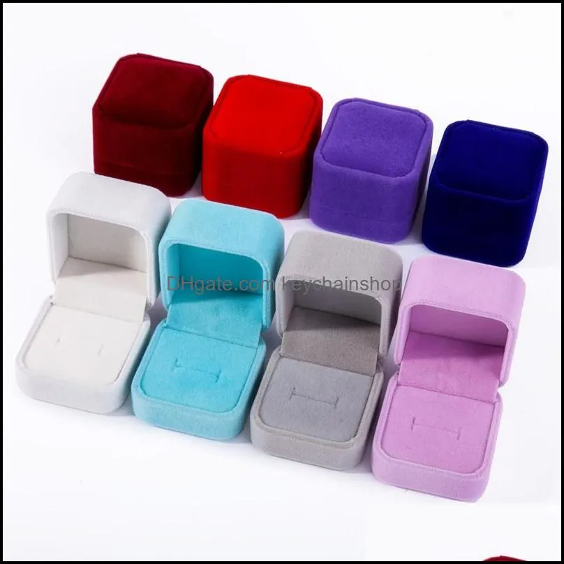 Velvet Jewelry Gift Boxes Square Design Rings Display Show Case Weddings Party Couple Jewelry Packaging Box for Ring Earrings