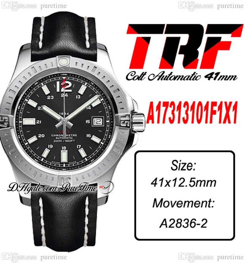 Trf colt a1731310f1x1 A2836 Автоматические мужские часы 41 -мм стальной корпус черный текстурированный набор маркеры нилоновый ремешок Leahter Super Edition Puretime A1