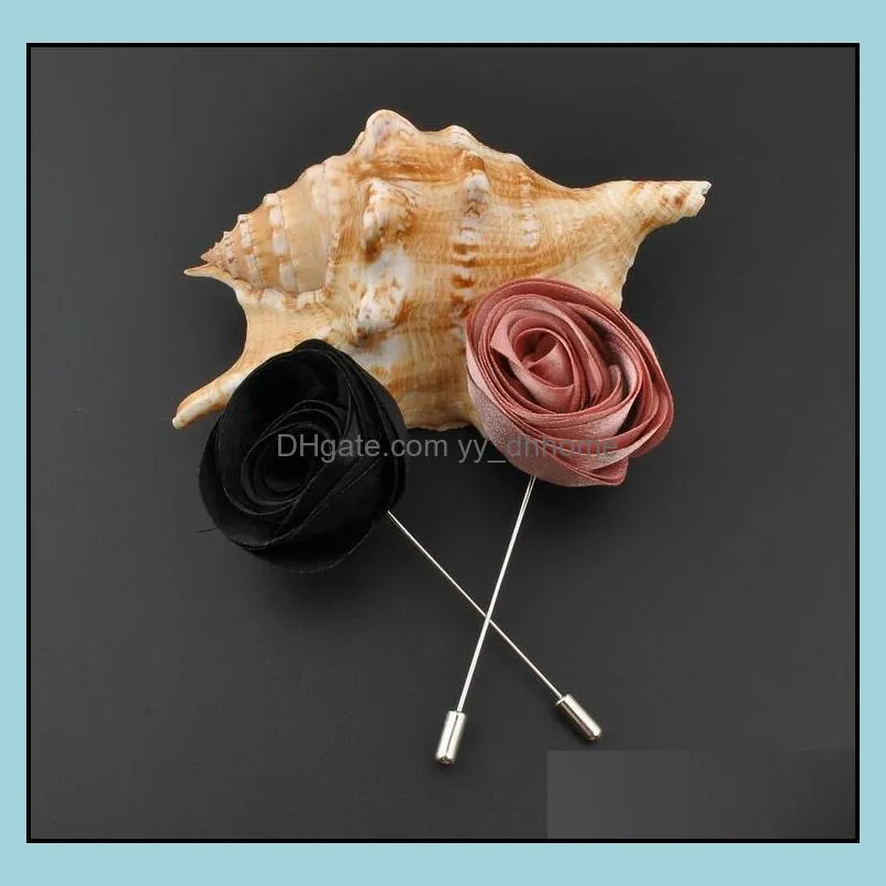 ribbon lapel flower rose hot sale handmade boutonniere brooch pin men`s accessories brooches pins jewelry wholesale 0402wh