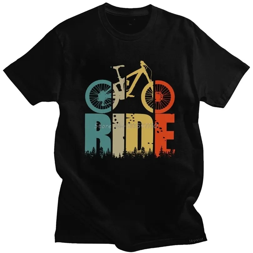 Retro Ride Your Mountain Bike T Shirt Hommes MTB Lover Tshirt À Manches Courtes Imprimé Coton Tee Top Cyclistes Et Motards Cadeau Vêtements 220526