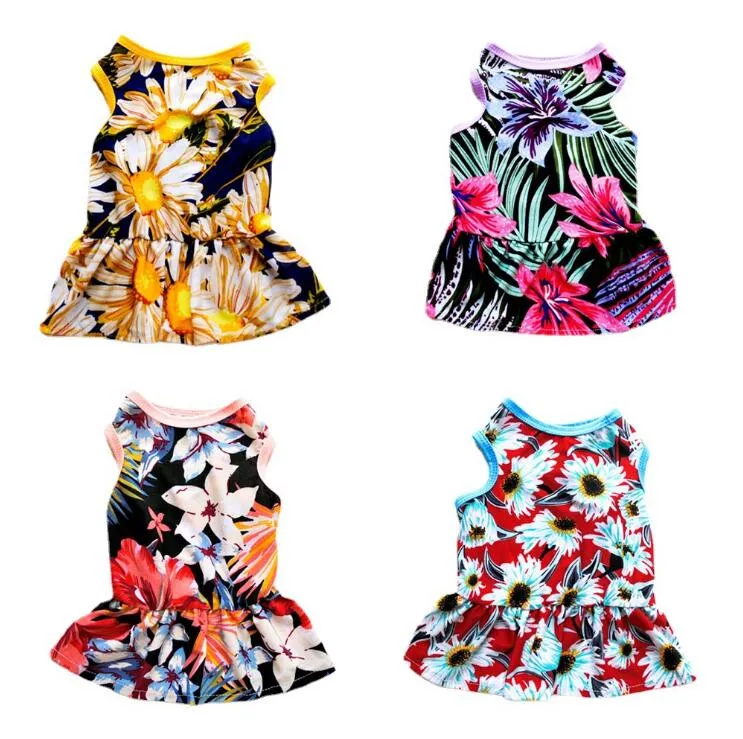 Hundebekleidung Kleid Mädchen Welpen Kleidung Weibliche Prinzessin Blumenrock Sommerhemd Katze Haustier Party Outfits