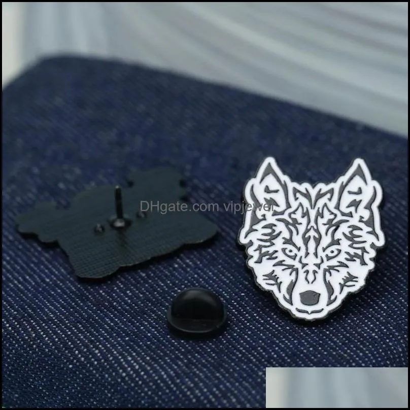 men`s suit black and white tiger  wolf head brooch cartoon animal leopard clothes lapel pin european backpack sweater skirt clothing button badges