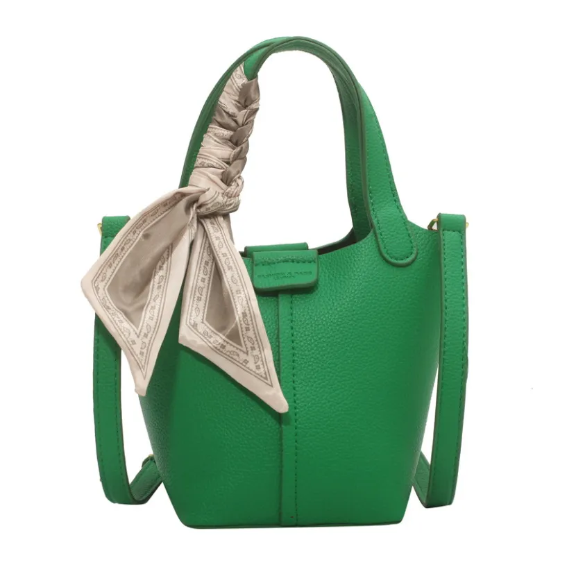 2022 New Women Fashion Bucket Bag Soft Lychee Leather Shoulder Bag Female Luxury Designer