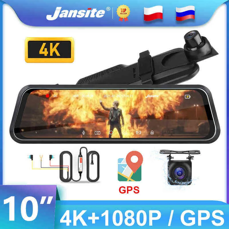 Jansite 10 "سيارة DVR 4K اندفاعة كاميرا لمس الشاشة تيار الوسائط كاميرا 2160 وعاء المزدوج عدسة الوقت الفاصل الفيديو ip68 ماء الكاميرا الخلفية H220409