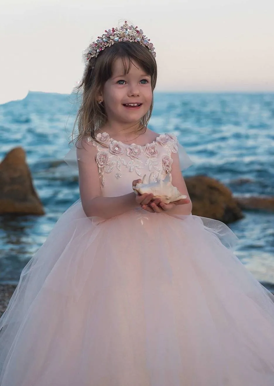 Dusty Pink Blush Tulle Flower Girl Dress Flower Girl Dresses Blush