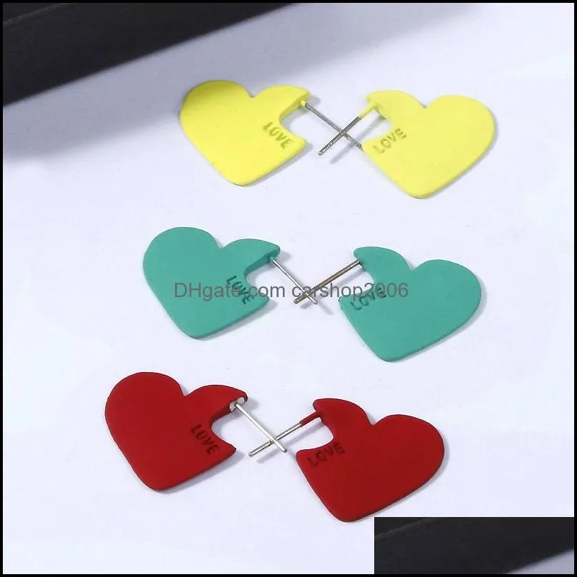 2021 vintage women heart shape cute drop earring fashion red color love statement small earrings for gift jewelry