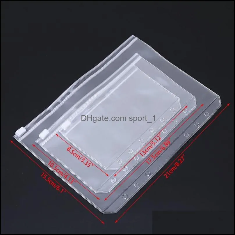 Waterproof File Folder A5/A6/A7 PVC Zip Bag Transparent Envelope Pouch Frosted Zipper Pocket Portable Storage Bags