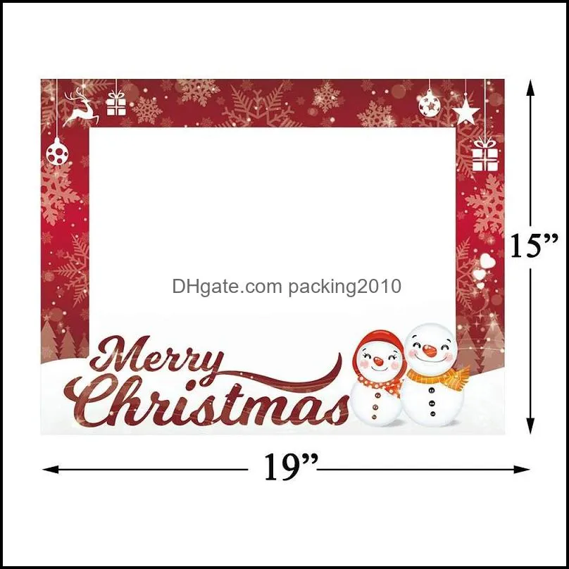 diy photo frame christmas paper photo booth props merry christmas picture selfie frame background party decoration