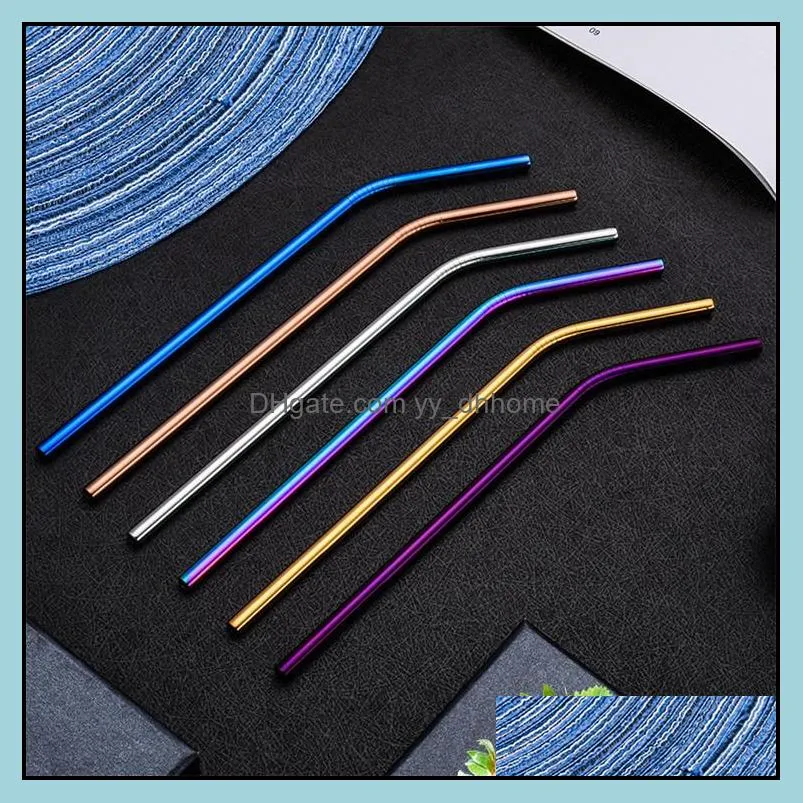 gold straw flash cup straw stainless steel 304 bent straight colorful drink straw fits 20 oz cup