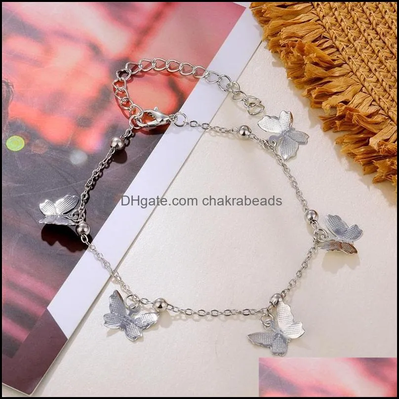 hollow butterfly pendant anklets chain alloy decoration pendants ankle bracelet fashion foot ornament women