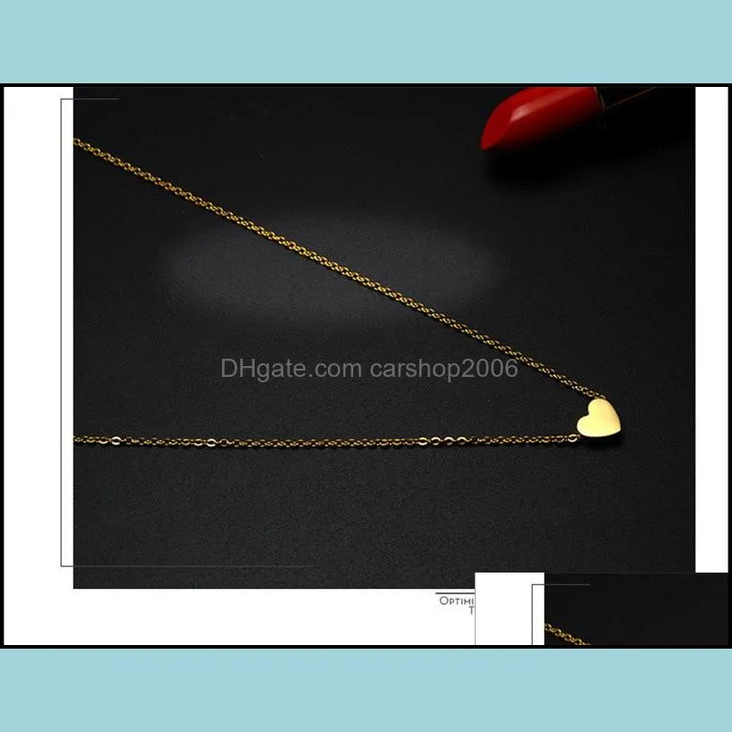 korea cute jewelry stainless steel love heart pendant necklaces fashion trendy style small necklace for women wedding jewelry gifts