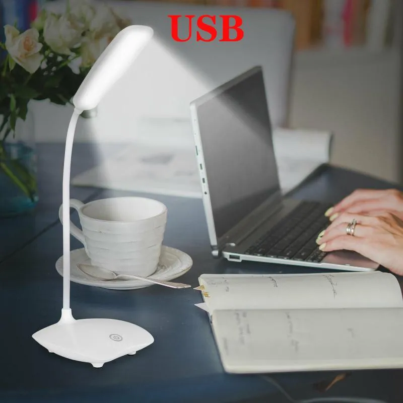 Lampes de table 18LED pour chambre bureau de chevet alimenté par USB étude Rechargeable lampe de Protection des yeux dortoir lecture