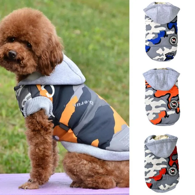 Dog Apparel Snowproof Winter Warm Pet Coat For Soft Fleece Lining DownJacket Casual Camouflage Padded Puppy HoodieDog