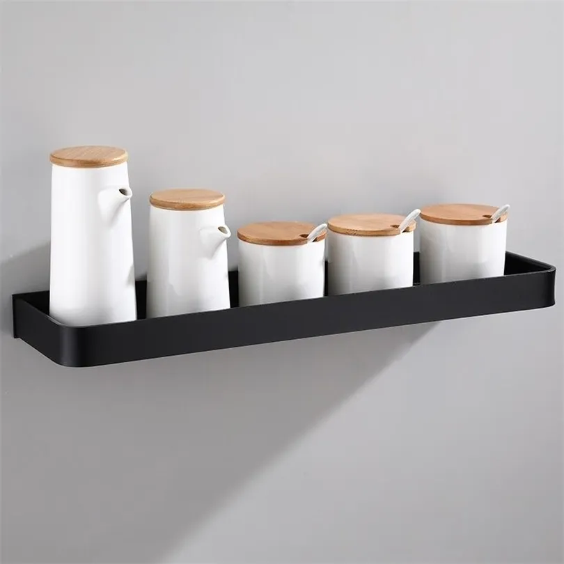 Bathroom Shelf Bath Shower Shelf Aluminum Black Bathroom Corner shelf Wall Mounted Black Aluminum Kitchen Storage holder 200923