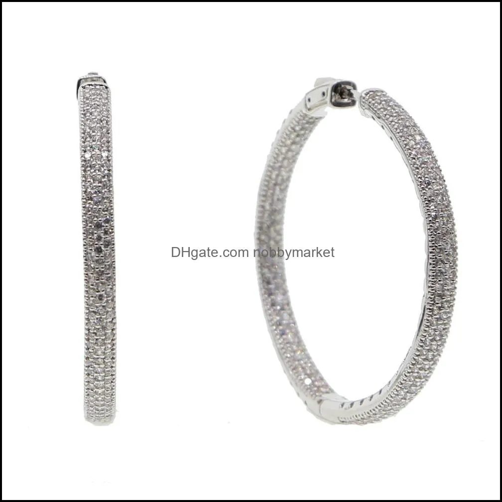 25mm 50mm big small huggie hoop earring full lab diamond cz paved circle hoops european fashion women gift bling hoops design