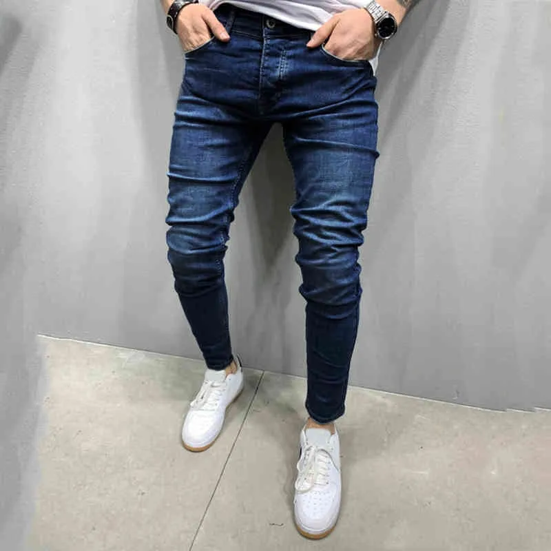 Mens Jeans Casual Bodybuilding Pocket Denim Sport Pantaloni a figura intera abbigliamento uomo vaqueros de hombre pantalon homme ropa 2022 G0104