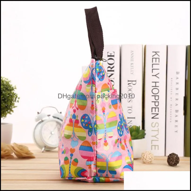 large capacity portable aluminum foil lunch handbag camping waterproof insulated lunch food bags oxford print lunch storage bag vt1563