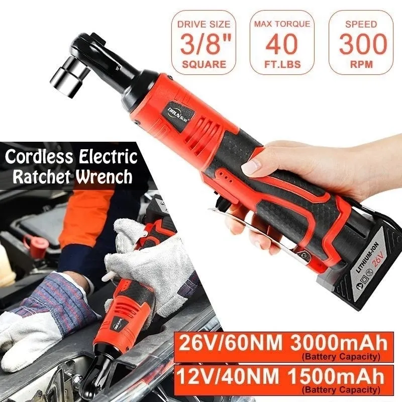 1226V 38" Cordless Electric Ratchet Wrench Tool Set Kit Rechargeable LithiumIon Battery Scaffolding Impact Power Y200323