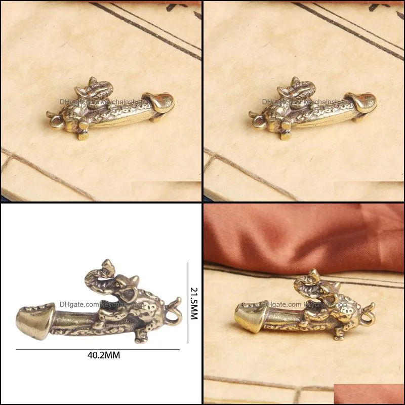 keychains creative brass elephant male penis figurines miniatures home decoration man genitals car keychain pendantkeychains