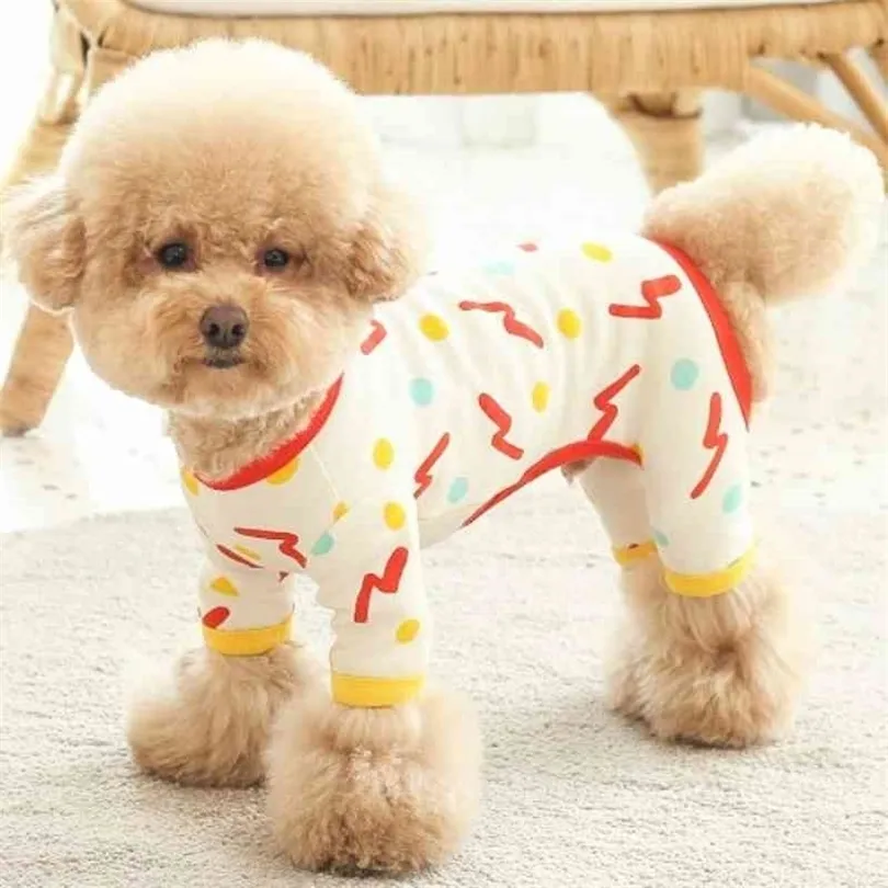 Pijama de macacão de roupas de cachorro pequeno pijamas yorkshire maltese pomeranian poodle bichon cães roupas de dormir camisa pey macacão roupa 210401