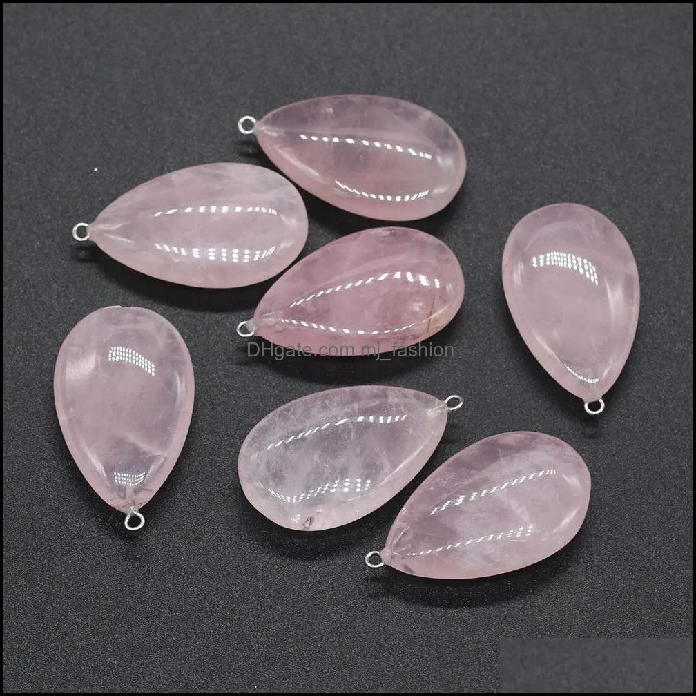 22x38mm waterdrop natural stone charms reiki healing rose quartz crystal stones pendant for necklace earrings jewelry mjfashion