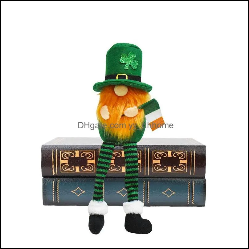 Irish Days Party Decor Patrick`s Day Doll Faceless Elderly Green Clover Dolls Saint Patricks Gifts RRB12142