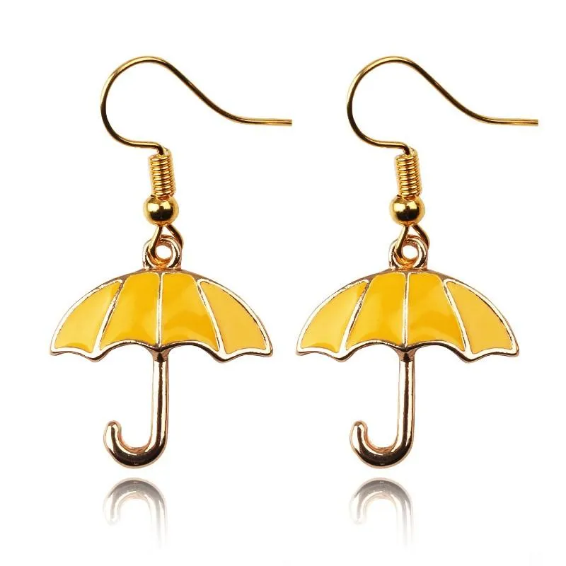 Dangle & Chandelier Fashion Cute HIMYM TV Show Romantic Drop Earrings Yellow Umbrella Korean Enamel Jewelry Gift For WomenDangle DangleDangl