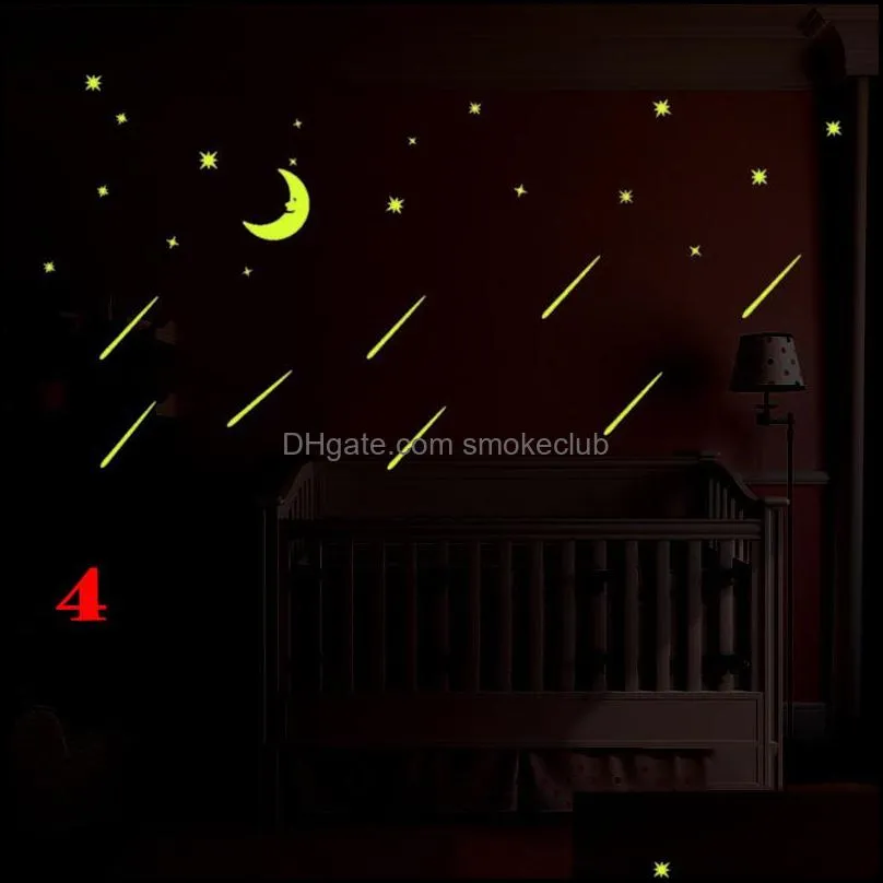 A Set of Children Room Decoration Fluorescent Stars Shine On Dark Wall Stickers Happy Gifts Of High Quality LKT075