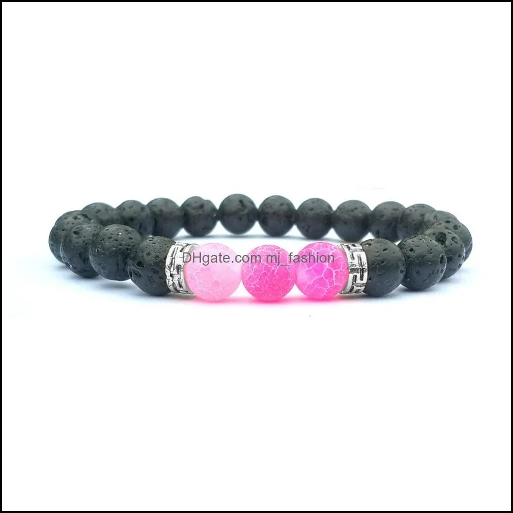 colorful weathered 8mm chakras black lava stone beads bracelets diy  oil diffuser bracelet stretch yoga jewelry