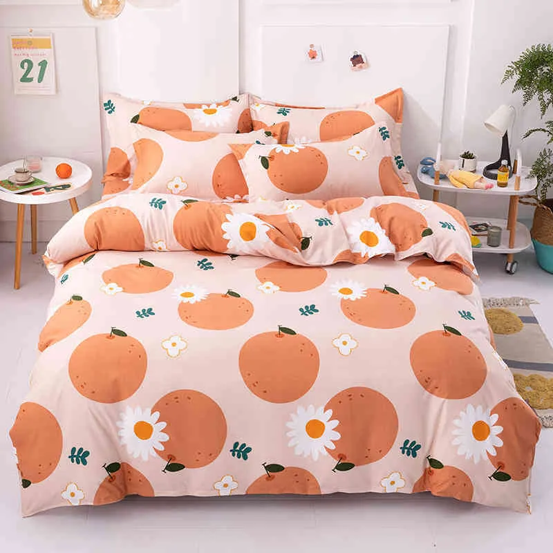 Large Print Brushed Four Piece Set of Plant Cashmere Thickened Bed Sheet Quilt Cover Bedding Set