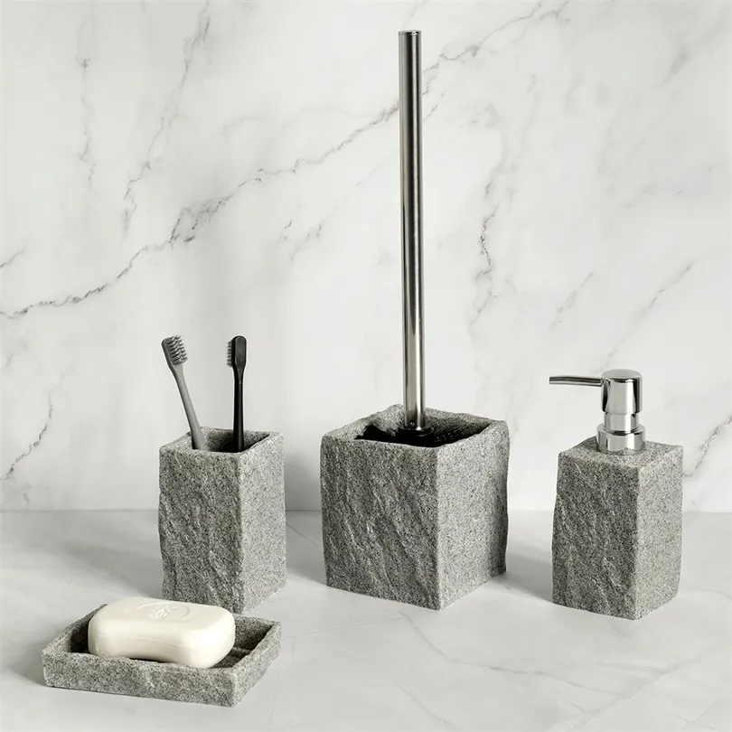 4-Piece Bathroom Accessories Set – Soap Dispenser, Toothbrush Holder, Cup & Dish (Purple) - View #3