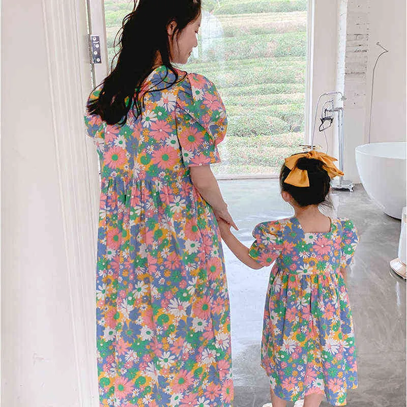 Vestidos florais para mãe e filha, vestido longo solto de verão, roupas combinando para a família, mulheres, meninas, vestido madre e hija