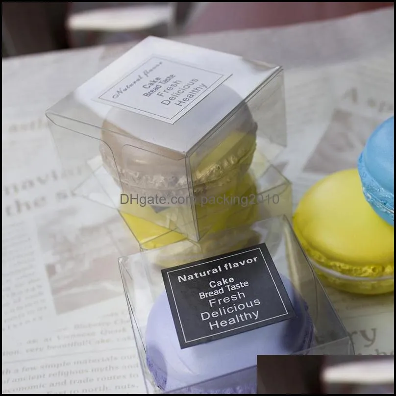 PVC Macaron Box Plastic Favors Boxes Clear Gift Boxes for Party Supplies Size 5x5x3.5cm