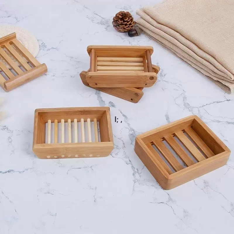 Bamboo Soap Holder Household Hotel Toilet Square Soaps Dish Natural Originality Shower Room Accessories