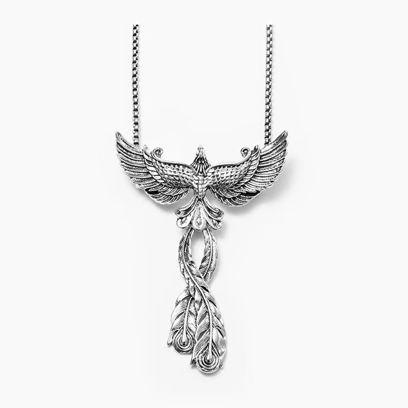 Pendant Necklaces Vintage Ethnic Style Big Phoenix For Exaggeration Hip Hop Chain Women Men's Fashion Retro JewelryPendant