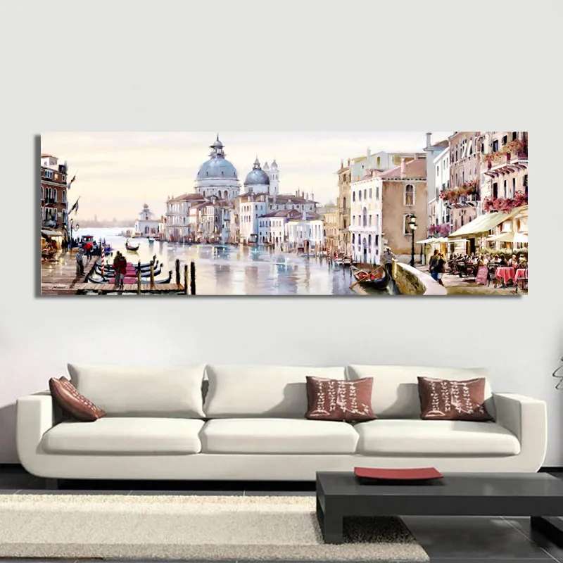 Home Decoration Abstract Landscape Oil Painting Posters and Prints Wall Art Canvas Painting City View Pictures for Living Room