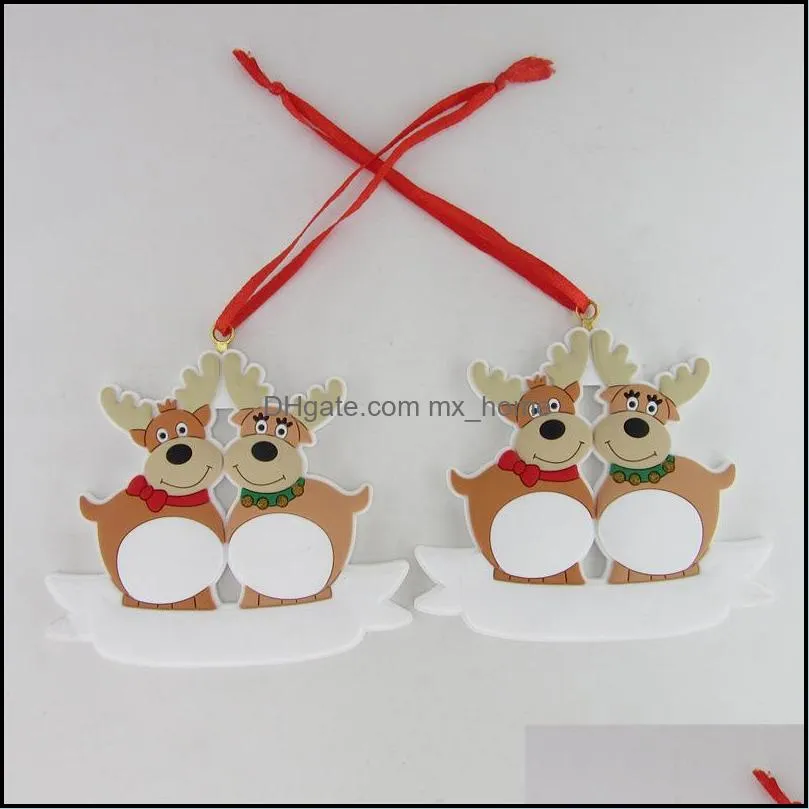 Cartoon Santa Claus Elk Snowman Family Party Decoration Christmas Tree Ornament Gift for 2021 Xmas Doorplate Pendant 71008A