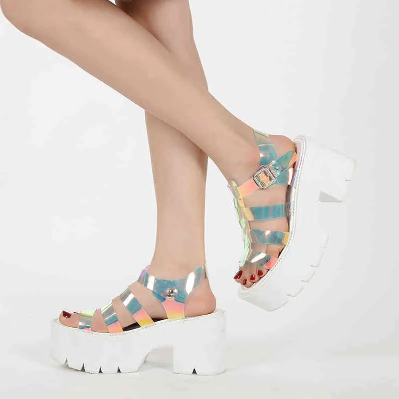 Estate europea e americana personalizzata sandali con suola spessa bianca colorata scarpe da donna di grandi dimensioni