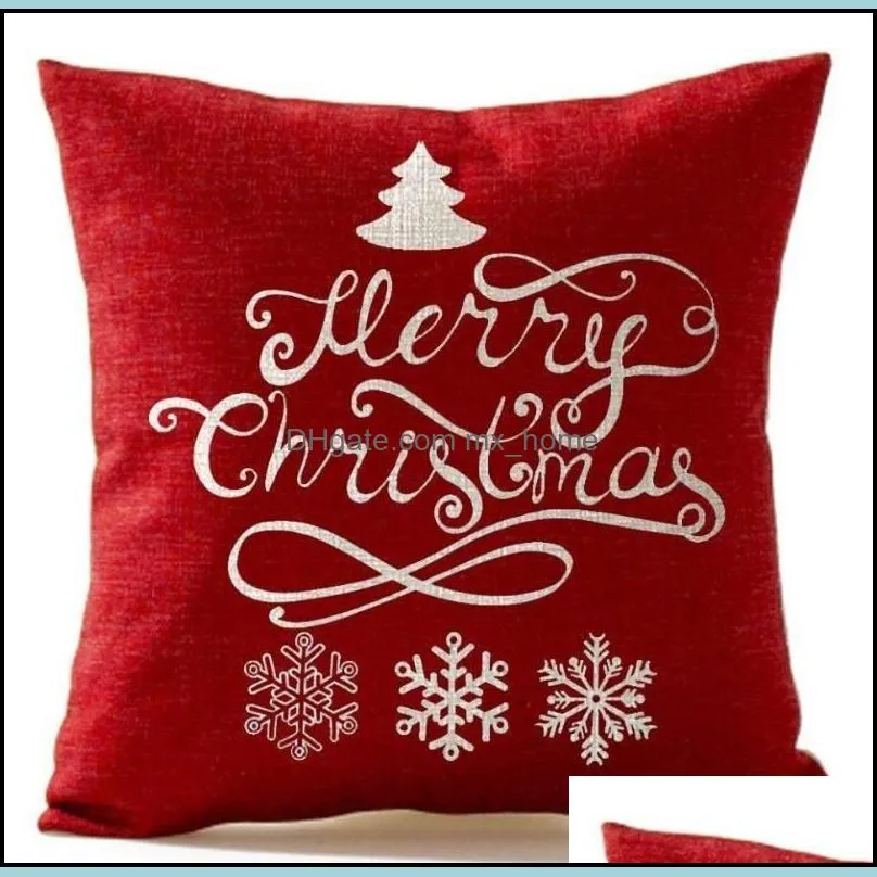 45*45cm Christmas Snowflake Cushion Covers Linen New Year Home Sofa Throw Pillow Case Christmas Decoration Pillow Cover Party Supplies