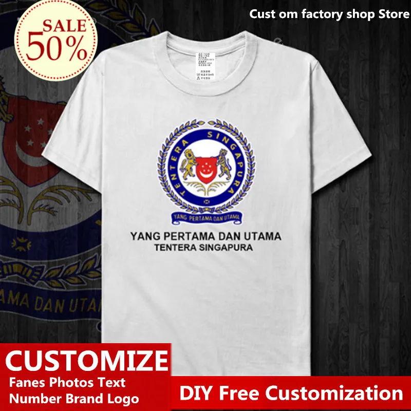 Singapour armée coton t-shirt personnalisé Jersey Fans bricolage nom numéro t-shirt haute rue mode Hip Hop lâche décontracté t-shirt 220616