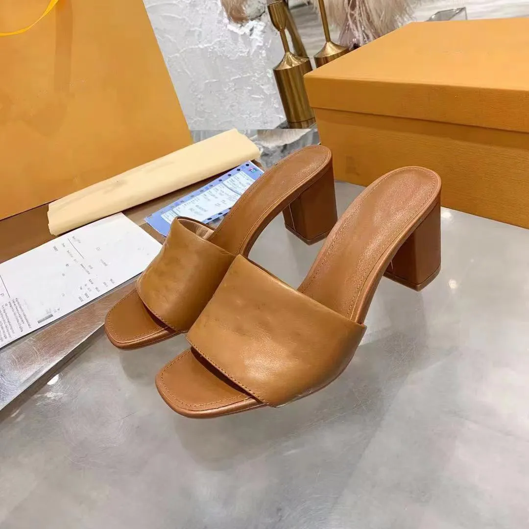 Designer Sandals Revival Mules Slippers Women High Heels Black Pink Orange Blue WATERFRONT White Leather outsole Flip Flops