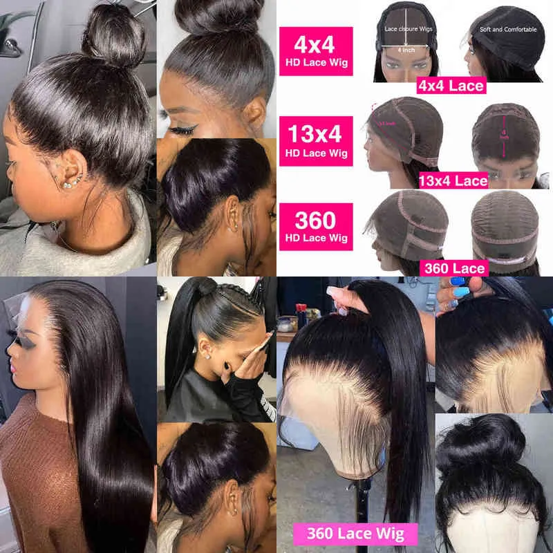 360 Hd Lace Frontal Wig Brazilian Straight Front Human Hair s for Women 13x4 on Sale Pre Plucked 220622