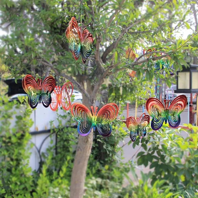 Objetos decorativos estatuetas girador de vento ao ar livre decoração de jardim pingente pássaro moinho de vento cor metal repelente sinos reflexivos grad a7o9